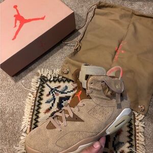 Air Jordan Retro 6 Sneakers in Tan and Brown